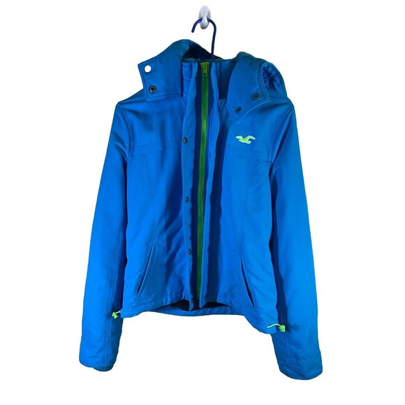 Hollister California Winter Jacket Teal Neon Green Women’s Large - Picture 2 of 16